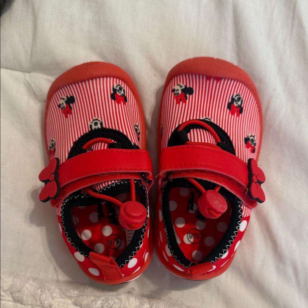 Disney Minnie Mouse Striped Red Baby Shoes